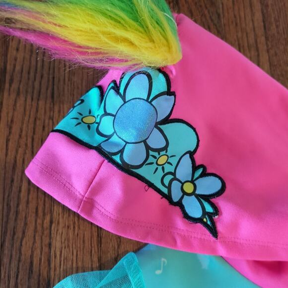 Girls Dreamworks Trolls Hi/Low Hooded Dress/Costume Lined Turquoise Size M 7/8 - Picture 4 of 11